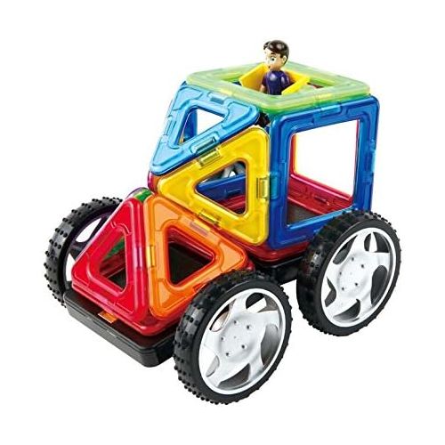  Magformers Vehicle Wow Set (16-pieces) Magnetic Building Blocks, Educational Magnetic Tiles Kit , Magnetic Construction STEM Toy Set includes wheels