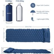 Maggica Camping Sleeping Pad with Pillow Extra Thick 3R-Value 40D Nylon 75in Long Camping Ultralight 1.32lb Waterproof Sleeping mat for Camping Family Get Together Backpacking Tents with C