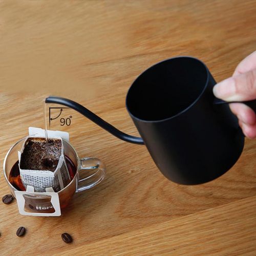  MagiDeal Handbrueh-Kaffeekessel aus Edelstahl, mit Schwanenhals schmaler Auslauf, Fuer einen perfekten, per Hand aufgegossenen Filterkaffee - Schwarz, 350ml