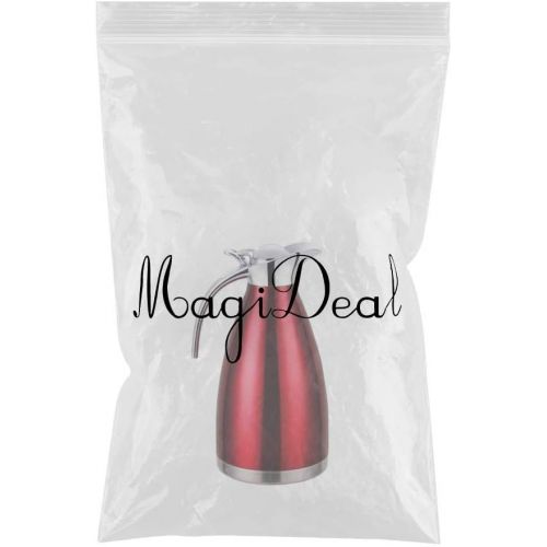  MagiDeal Premium Vakuum-Isolierkanne 2 L aus Edelstahl, Klappdeckel - Rot, 2L