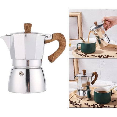  MagiDeal Mocha Coffee Maker Portable Aluminum Percolator Home Office Mocha Pot Durable Espresso Maker Easily Wash Clean - 300ml
