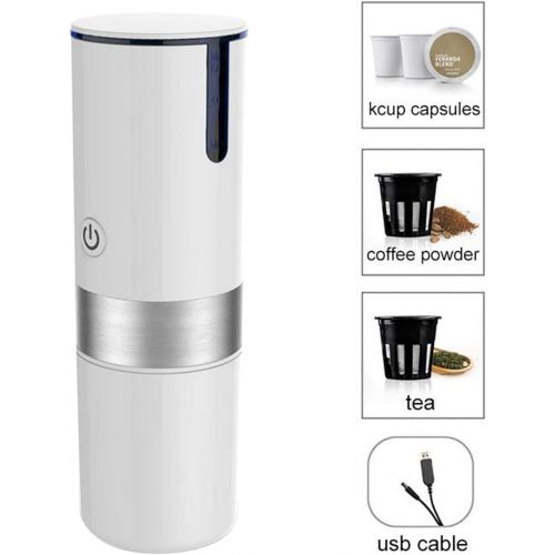  MagiDeal Travel Coffee Maker 60oz/200ml Portable Espresso Machine for Home Office Car, White