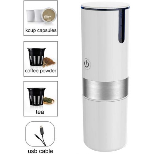  MagiDeal Travel Coffee Maker 60oz/200ml Portable Espresso Machine for Home Office Car, White