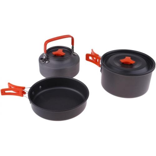  MagiDeal Folding Non Stick Pot Pan Kettle Camping Cookware Set