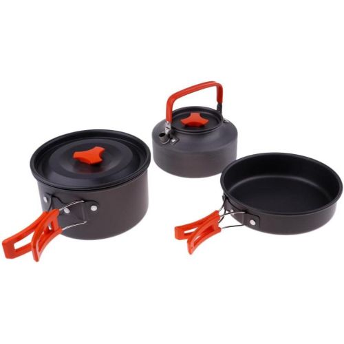  MagiDeal Folding Non Stick Pot Pan Kettle Camping Cookware Set
