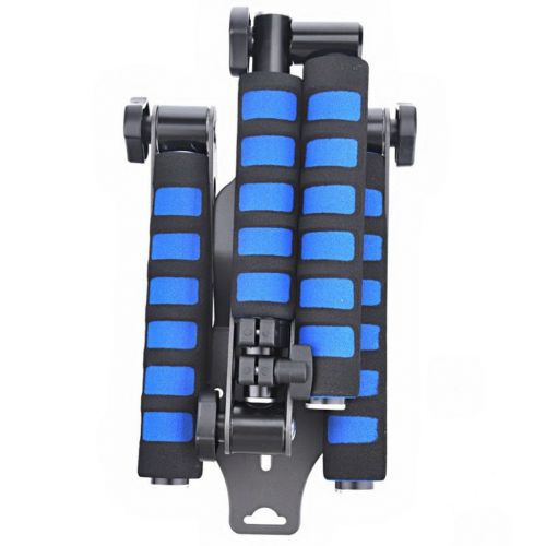  MagiDeal Foldable DSLR Camera Shoulder Rig Mount Kit Rail Rod Support with Dual Handgrip for Camera Movie Film Handle Stabilizer Kit Blue