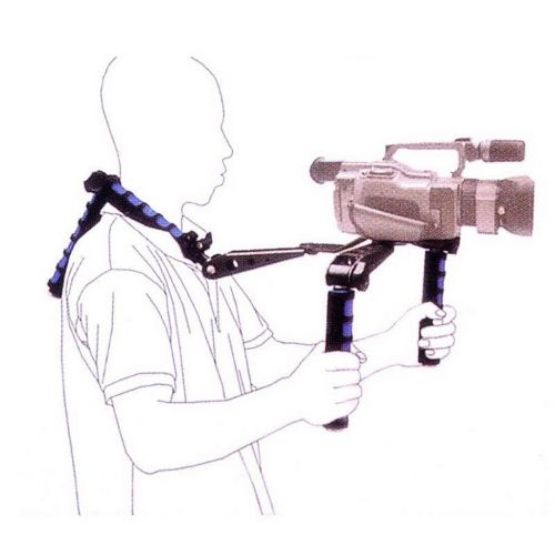  MagiDeal Foldable DSLR Camera Shoulder Rig Mount Kit Rail Rod Support with Dual Handgrip for Camera Movie Film Handle Stabilizer Kit Blue