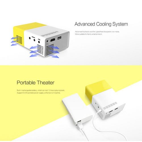  MagiDeal YG-300 LED Portable Projector 600LM 3.5mm Audio 320 x 240 Pixels YG-300 USB Mini Projector Home Media Player Yellow