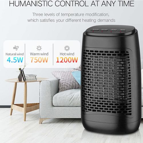  MagiDeal 1200W Electric Space Heater Adjustable Personal Fan Fast Heating Ceramic Safety Thermostat Bedroom Living Room Kitchen Desk Decor