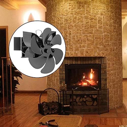  MagiDeal 6 Blades Stove Fan Heat Powered Wood/Log Burner Fan Eco Friendly Heat Circulation for Wood/Log Burner/Fireplace for 5 6inch Flue Pipe Black