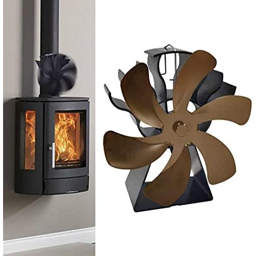  MagiDeal 6 Blade Stove Fan Heat Powered Wood/Log Burner Fan Eco Friendly Heat Circulation for Wood/Log Burner/Fireplace Bronze