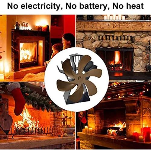  MagiDeal 6 Blade Stove Fan Heat Powered Wood/Log Burner Fan Eco Friendly Heat Circulation for Wood/Log Burner/Fireplace Bronze