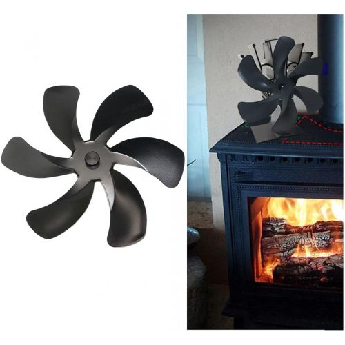  MagiDeal 6 Blades Heat Powered Stove Eco Fan for Wood Log Burner Fireplace Fan Replacement 6 Blade Fan Accessories Black