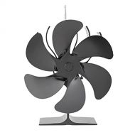 MagiDeal Large 5/6/7 Blade Heat Powered Wood Stove Eco Friendly Fan Ultra Quiet Fireplace Wood Log Burning Fan for Efficient Heat Distribution ? Black 165x188mm 6 Blade