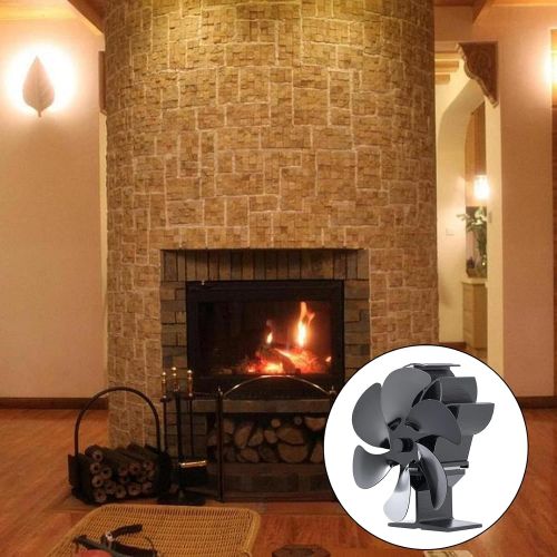  MagiDeal 6 Blades Heat Powered Wood Stove Eco Friendly Fan Ultra Quiet Fireplace Wood Log Burning Fan for Efficient Heat Woodstove Accessories