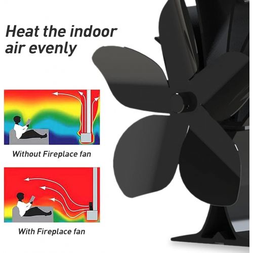  MagiDeal Heat Powered Stove Fan Efficient Fast Start Thermal Fans Fireplace for Pellet Stove Wood Fireplace Home Fireplace Living Room Bedroom