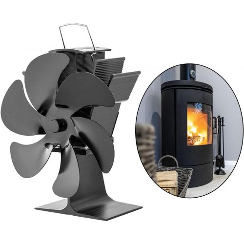  MagiDeal 6 Blades Heat Powered Stove Fan Aluminum Alloy Silent Fireplace Fan Efficiency Wood Burning Stove Fan Heat Distribution