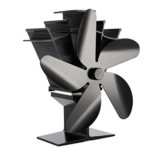  MagiDeal Heat Powered Stove Fan, 5 Blade Fireplace Fan for Wood/Log Burner/Fireplace,Eco Friendly and Efficient Wood Stove Free Standing Fan