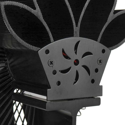  MagiDeal Black Stove Fan 6 Blades Fireplace Top with Thermometer Home Wood Burning Stove Fan