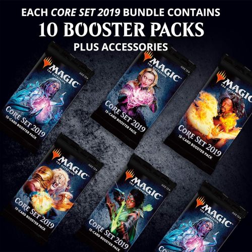  Magic: The Gathering Core Set 2019 Bundle (MTG) (M19) 10 Booster Packs + Accessories