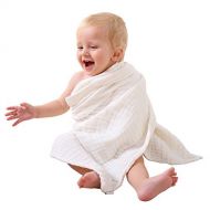 Magic Baby Bath Towel/Blanket - Organic and Hypoallergenic, Soft Muslin Cotton Newborn Towels and Washcloths Keep Kids Warm for Beach Swimming 41x41 Inch (Pack of 3, White)