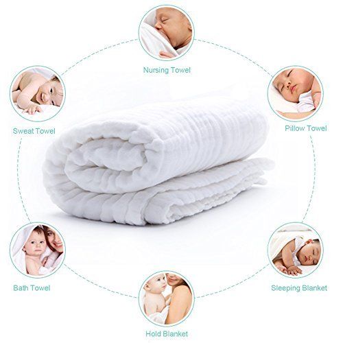  Magic Baby Bath Towel/Blanket - Organic and Hypoallergenic, Soft Muslin Cotton Newborn Towels and Washcloths Keep Kids Warm for Beach Swimming 41x41 Inch (Pack of 3, White)