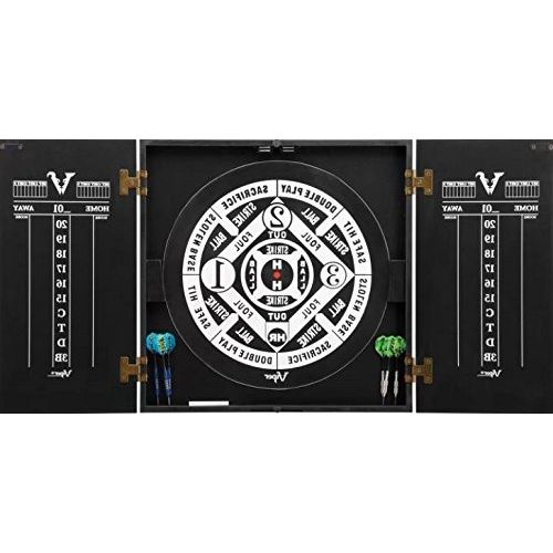  Magic Framed Dartboard Cabinet Kit, Double Sided, Black, Wall-Mount with Included Hardware, Wood, Durable and Sturdy, Wall Protection, Storage Slot, Magnetic Door Mechanism, Ideal for Ga