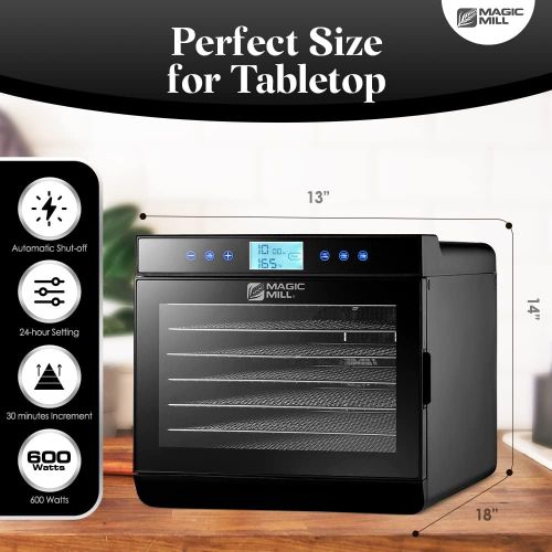  [아마존베스트]Magic Mill Food Dehydrator Machine - Easy Setup, Digital Adjustable Timer, Temperature Control |Keep Warm Function | Dryer for Jerky, Herb, Meat, Beef, Fruit and To Dry Vegetables