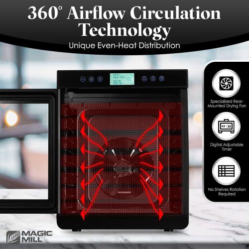  [아마존베스트]Magic Mill Food Dehydrator Machine - Easy Setup, Digital Adjustable Timer, Temperature Control |Keep Warm Function | Dryer for Jerky, Herb, Meat, Beef, Fruit and To Dry Vegetables