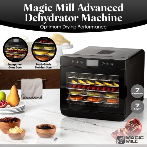  [아마존베스트]Magic Mill Food Dehydrator Machine - Easy Setup, Digital Adjustable Timer, Temperature Control |Keep Warm Function | Dryer for Jerky, Herb, Meat, Beef, Fruit and To Dry Vegetables