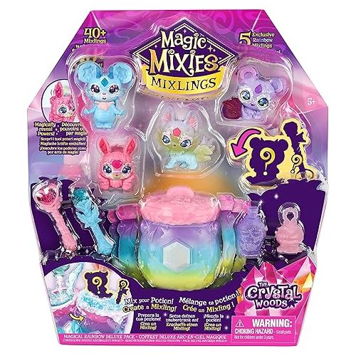  Magic Mixies Mixlings Magical Rainbow Deluxe Pack Contains 5 Exclusive Mixlings with A Unique Rainbow Magical Power Including 1 Mystery Mixling to Reveal from Its Cauldron