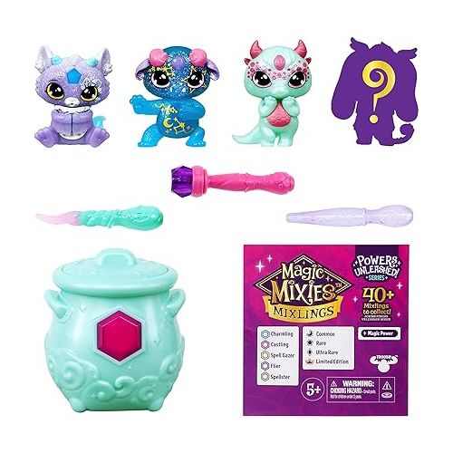  Magic Mixies Mixlings Shimmer Magic Mega 4 Pack, Magic Wand Reveals Magic Power, Powers Unleashed Series, for Kids Aged 5 and Up, Multicolor (14692)