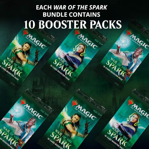 Magic The Gathering Magic: The Gathering War of The Spark Bundle | 10 Booster Packs | Accessories | Planeswalker in Every Pack
