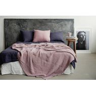 MagicLinen Waffle linen throw blanket in Woodrose (Dusty Pink). Linen blanket, bed spread. Linen bed cover in King, Queen sizes.