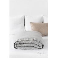/MagicLinen Linen duvet cover in Light Gray. Washed, custom size bed linens.