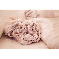 MagicLinen Linen fitted sheet in Light Pink. Stone washed, softened linen bedding. King / Queen sheets.