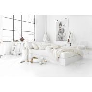 MagicLinen Linen duvet cover in Optical White  Off-White. King, queen, custom size bedding.