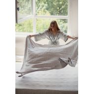 MagicLinen Linen flat sheet in Light Gray. Custom size linen bed sheet, washed linen bedding. King, Queen, Twin, Full sizes.