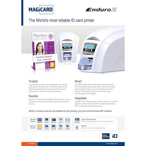  Magicard Enduro 3e Single-sided ID Card Printer & Supplies Bundle with Card Imaging Software (3633-3001) (Certified Refurbished)