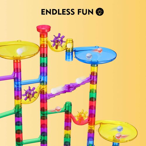  [아마존베스트]Magicfly Marble Run Set, 127 Pcs Marble Race Track for Kids with Glass Marbles Upgrade Marble Works Set