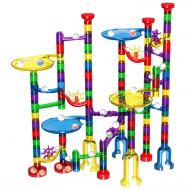 Magicfly Marble Run Set, Glonova 127 Pcs Marble Race Track for Kids with Glass Marbles Upgrade Marble Set
