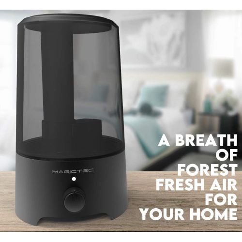  Cool Mist Humidifier, Magictec 2.5L Bedroom Essential Humidifier Diffuser, Baby Humidifier with Adjustable Mist Output, Auto Shut Off, Super Quiet 360° Nozzle- Lasts Up to 24 Hours