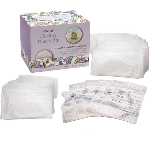  [아마존베스트]Magique Breastfeeding Nursing Pads - Ultra Ever Dry, Disposable Breast Pad - Breast Feeding Bra Pads with...