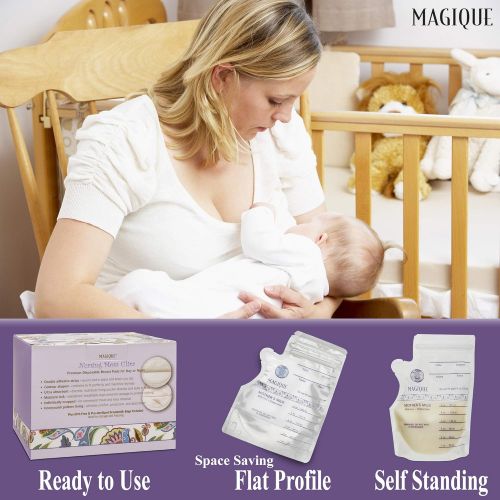  [아마존베스트]Magique Breastfeeding Nursing Pads - Ultra Ever Dry, Disposable Breast Pad - Breast Feeding Bra Pads with...