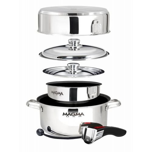  Magma Products, A10-363-2, Gourmet Nesting 7-Piece Stainless Steel Cookware Set with Ceramica...