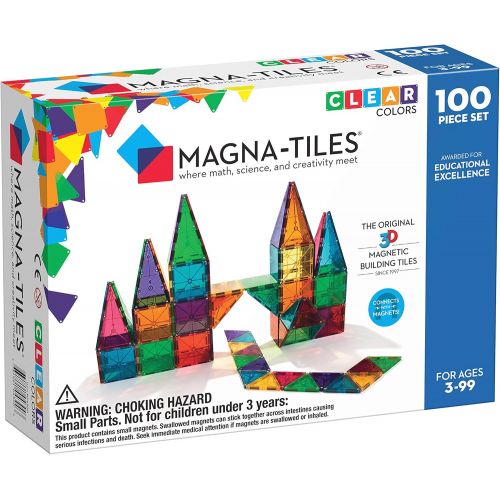  Magna-Tiles 100-Piece Clear Colors Set  The Original, Award-Winning Magnetic Building Tiles  Creativity and Educational  STEM Approved