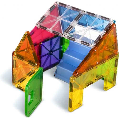  Magna-Tiles 18332 28-Piece House Set, The Original, Award-Winning Magnetic Building Creativity and Educational, STEM Approved, Solid and Clear Colors (Pack of 28)