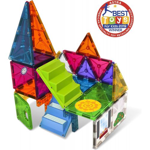  Magna-Tiles 18332 28-Piece House Set, The Original, Award-Winning Magnetic Building Creativity and Educational, STEM Approved, Solid and Clear Colors (Pack of 28)