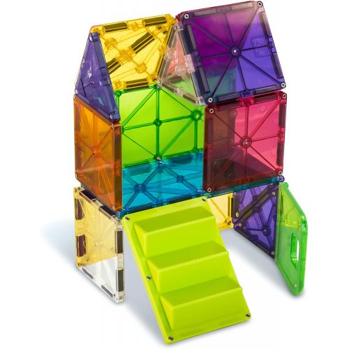  Magna-Tiles 18332 28-Piece House Set, The Original, Award-Winning Magnetic Building Creativity and Educational, STEM Approved, Solid and Clear Colors (Pack of 28)