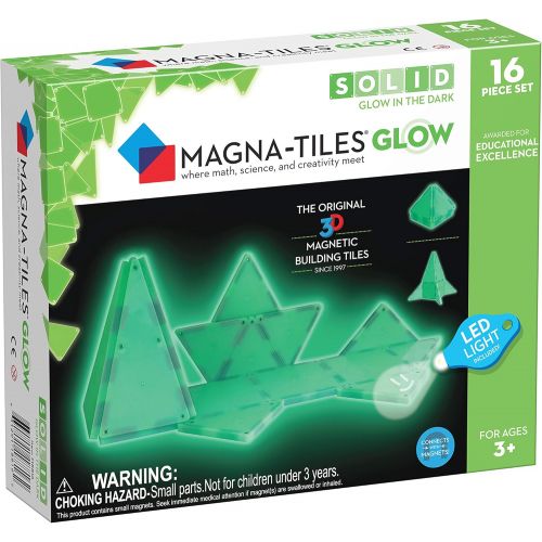  Magna-Tiles 16-Piece Glow in The Dark Set  LED Light Included  The Original, Award-Winning Magnetic Building Tiles  Creativity and Educational  STEM Approved